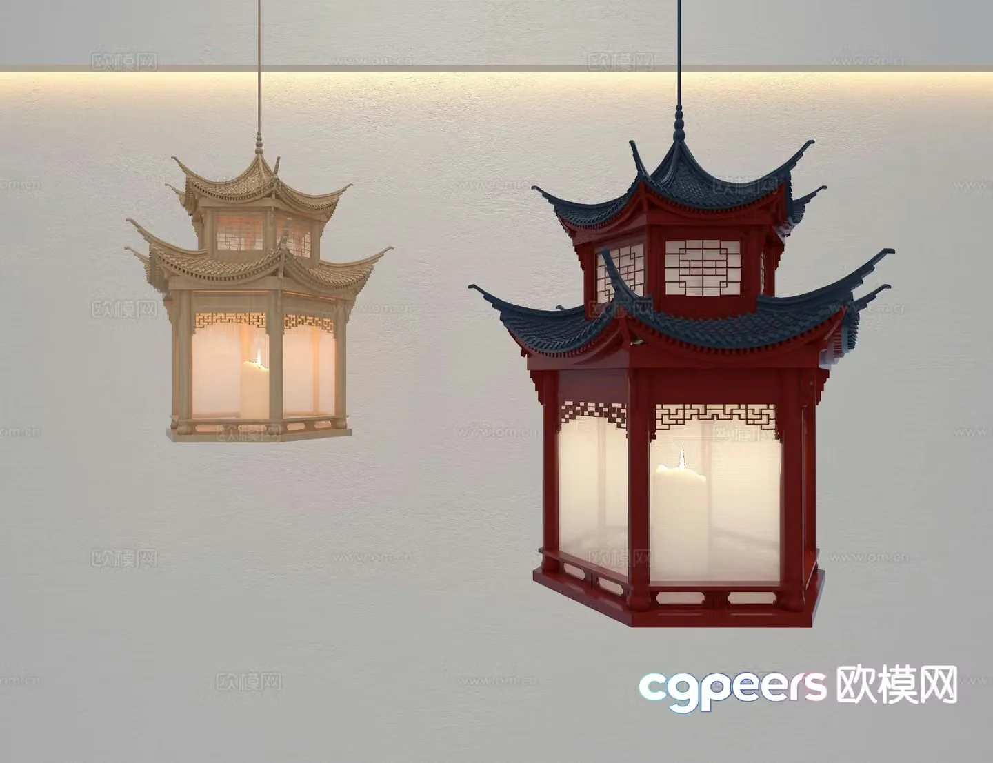 New Chinese style chandelier 3d model