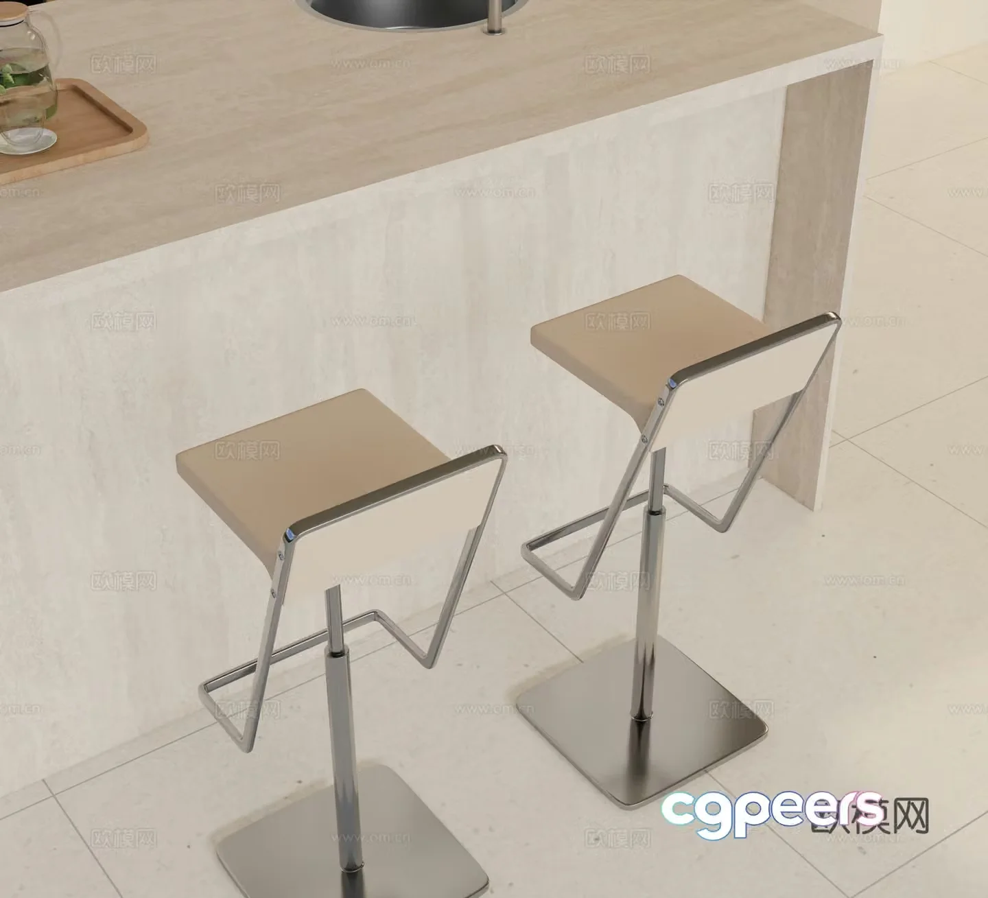 Modern bar stool bar stool high stool 3d model