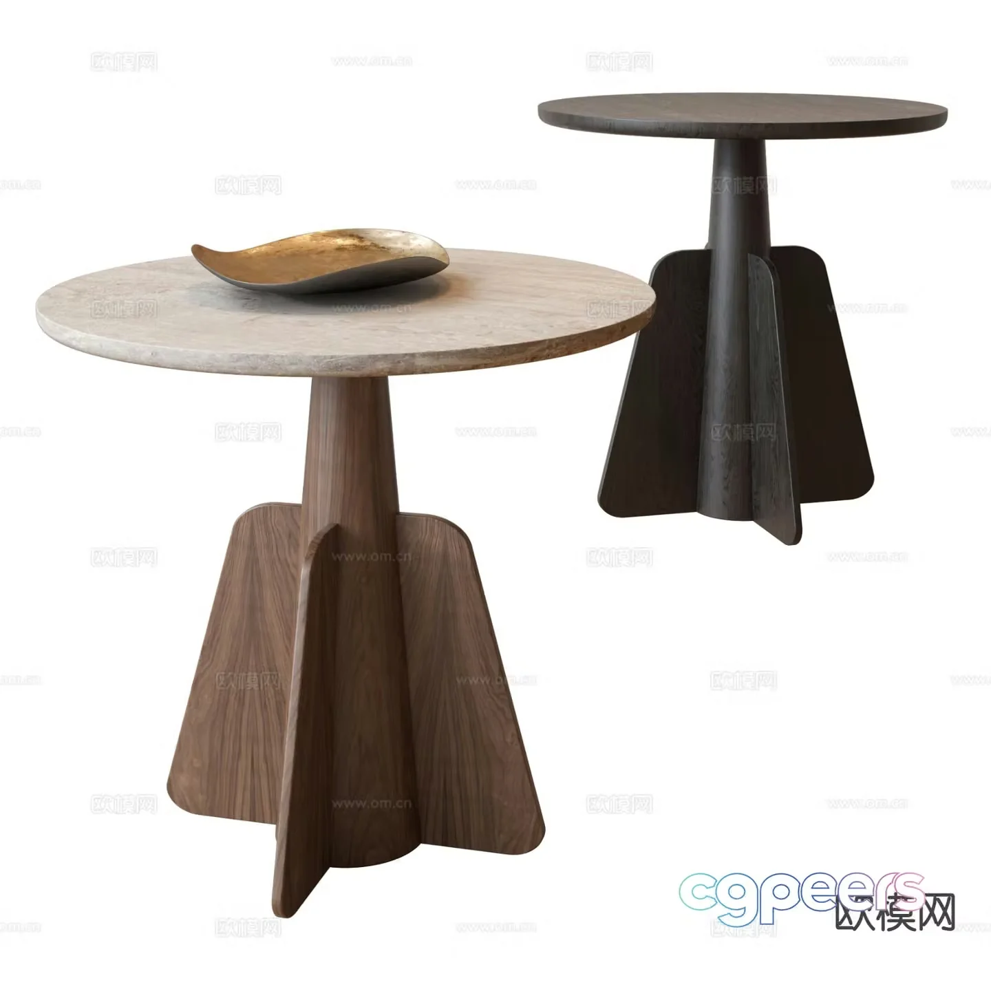 Medieval corner table side table round table 3D model