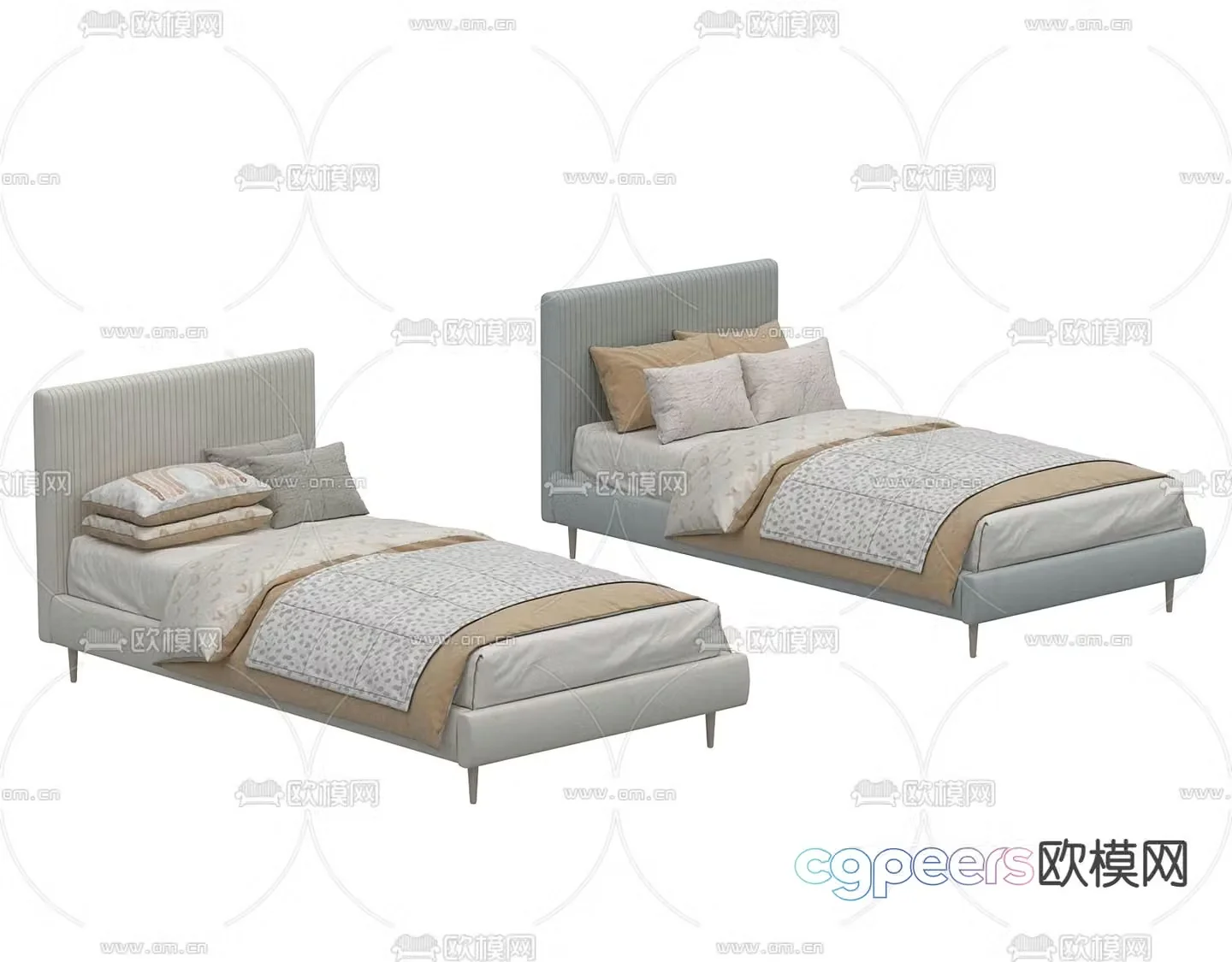 Modern single bed 3d model