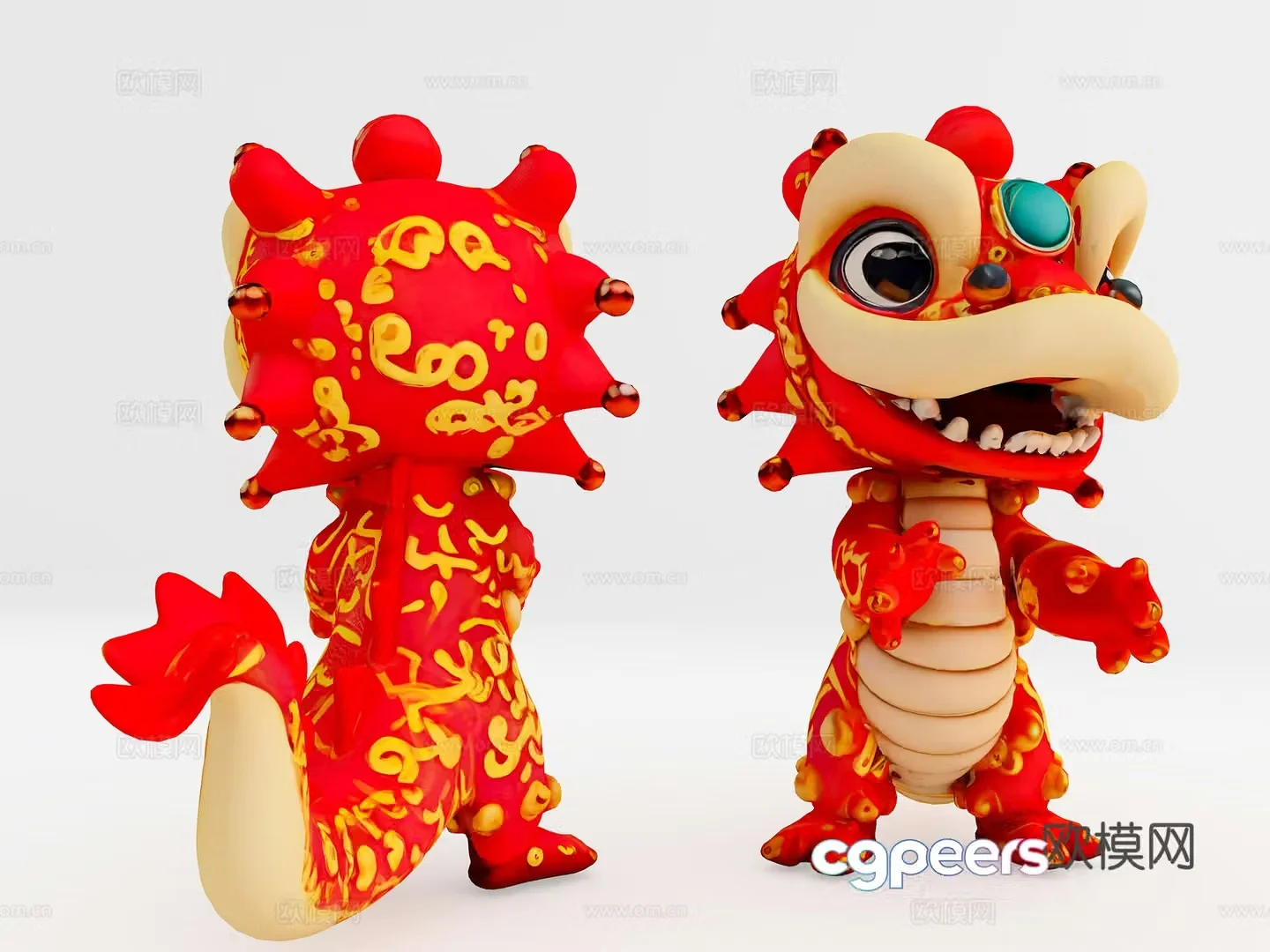 Lion dance mascot Year of the Snake Mascot National Trend Beauty Chen Mascot Figure 3D Model
