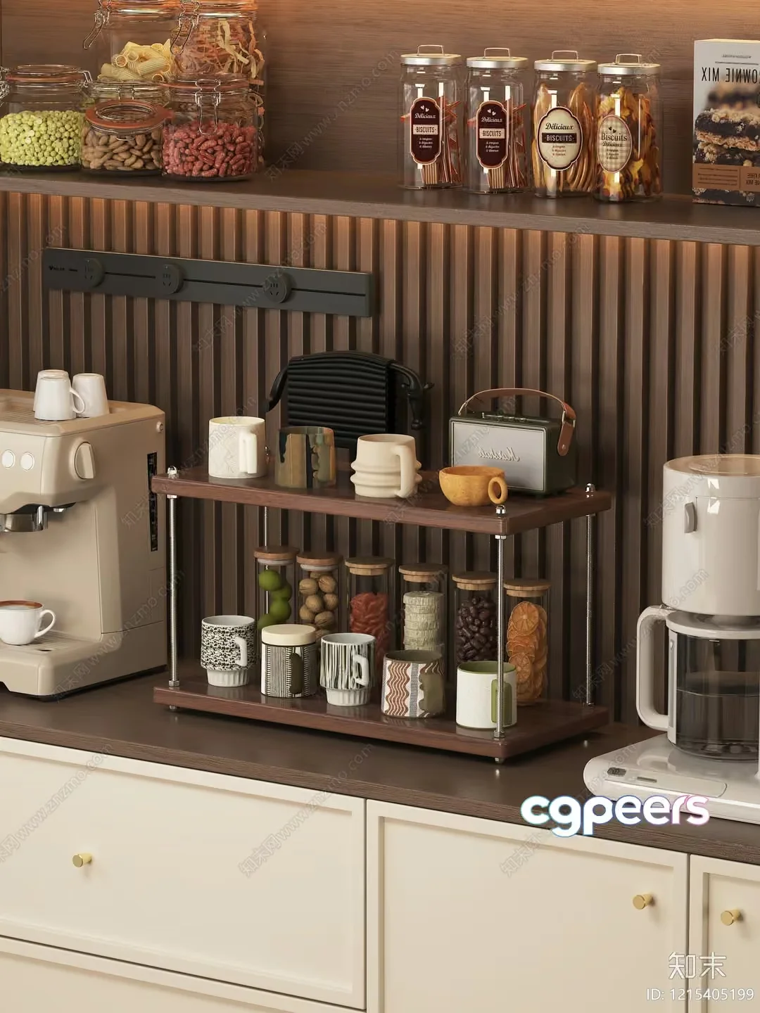 A Kitchen With Various Appliances And Food 3D Model – 13215 – VRAY Render