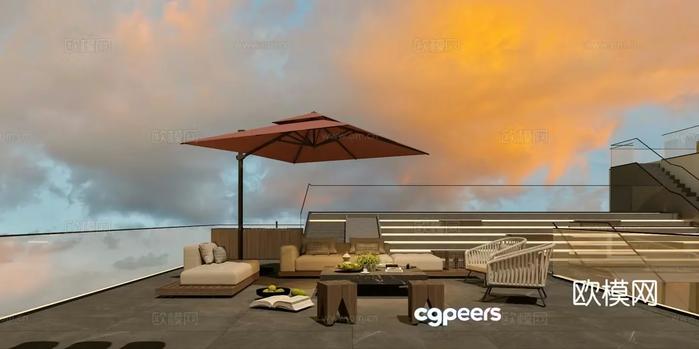 Roof Garden Open Balcony Roof 3D Model