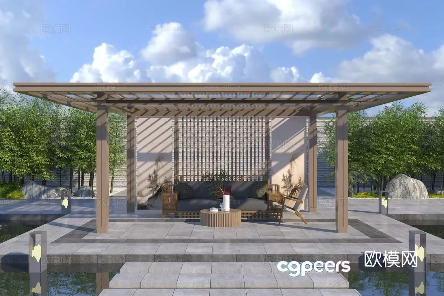 New Chinese style pavilion 3D model
