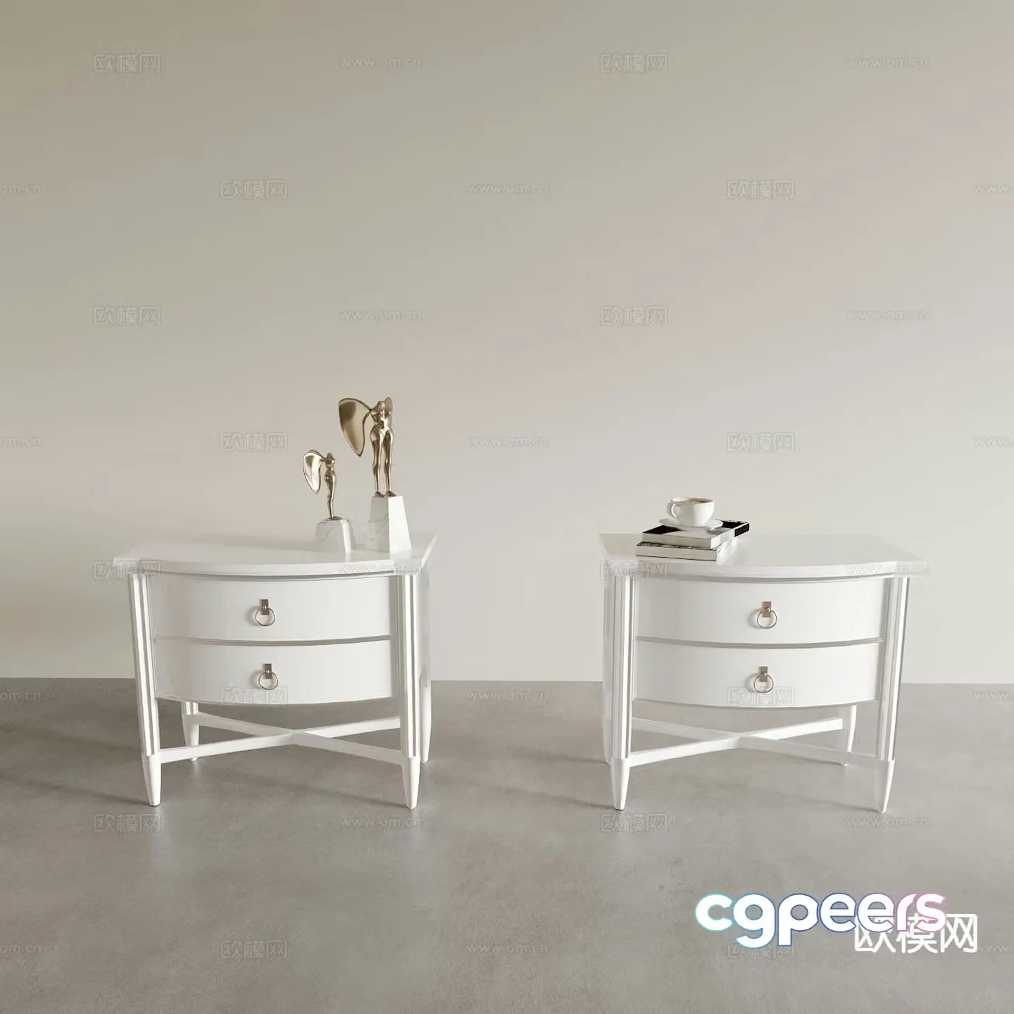 Simple European bedside table 3d model