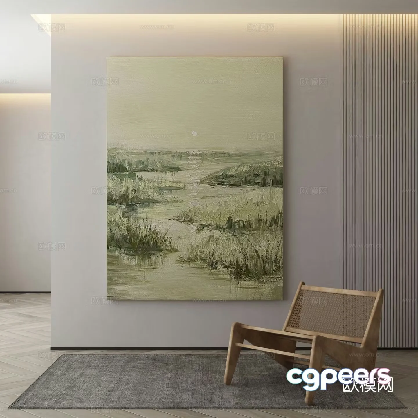 Modern oil painting landscape painting decorative painting 3d model