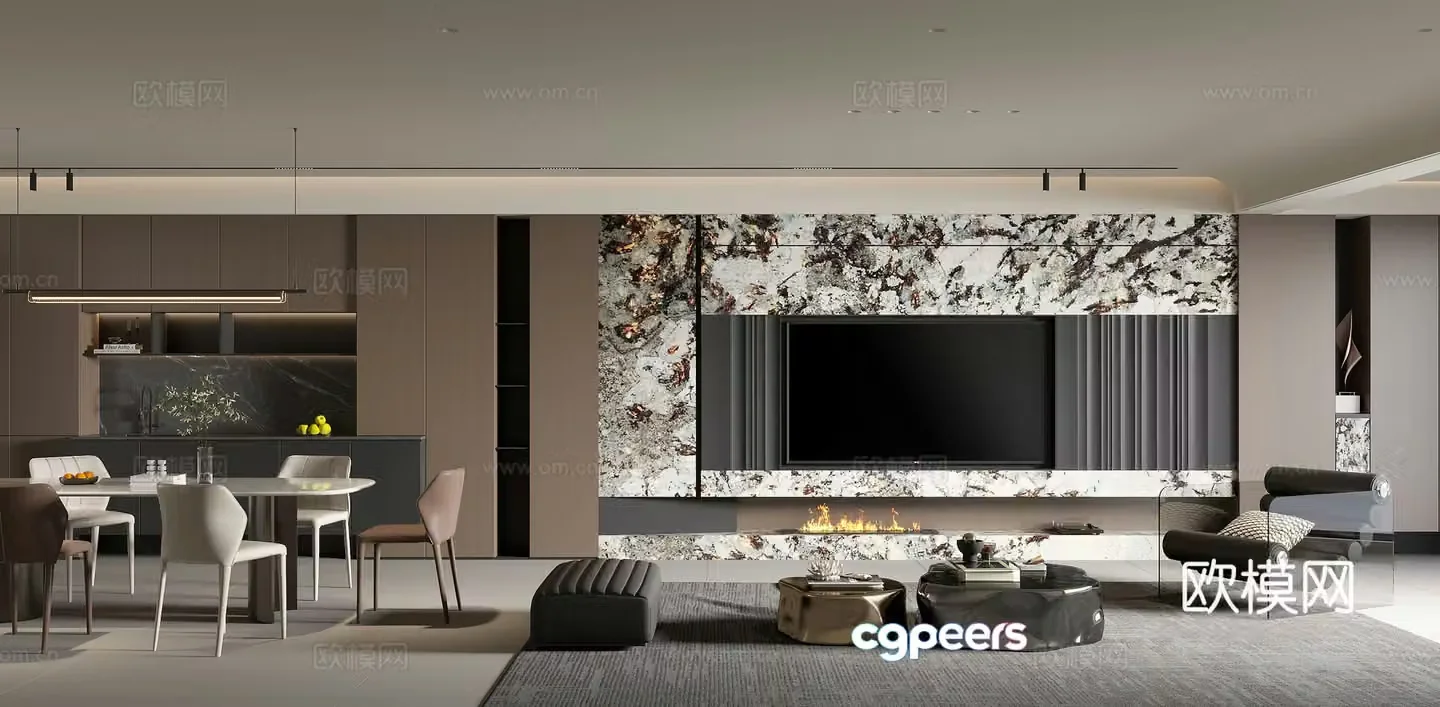 Modern Italian dining room 3d model