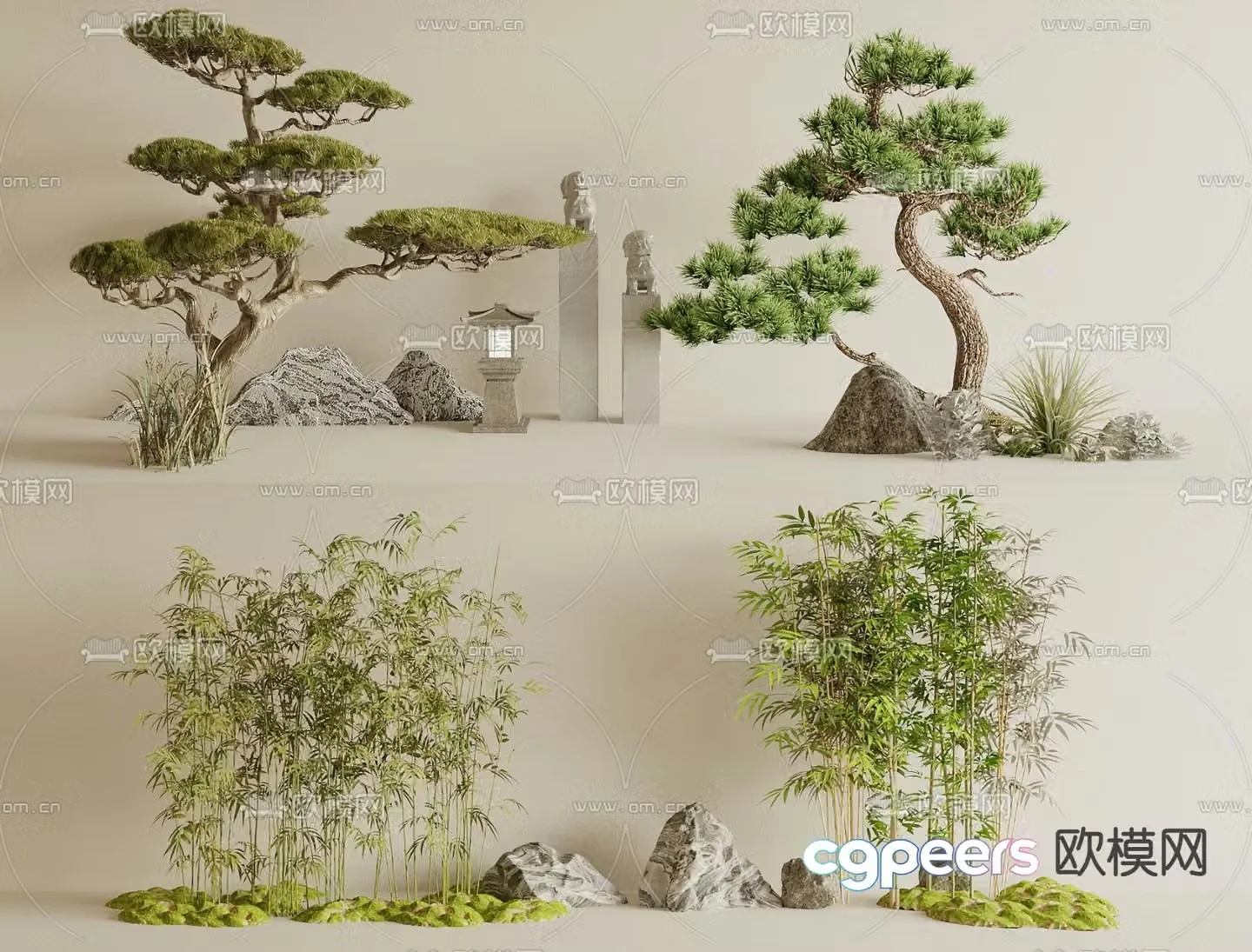 New Chinese style landscaping courtyard landscape courtyard sketch 3D model