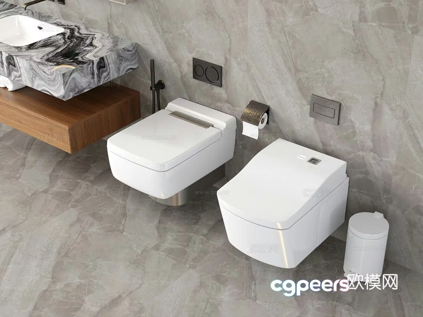 Modern wall mounted toilet toilet smart toilet 3d model