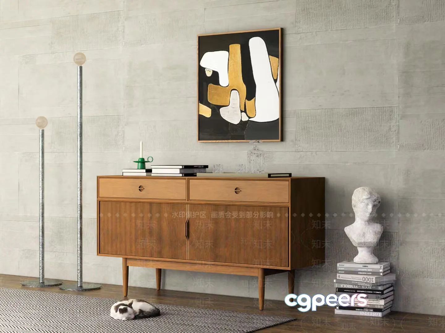 Modern Living Room 3D Model – 9041 – VRAY Render