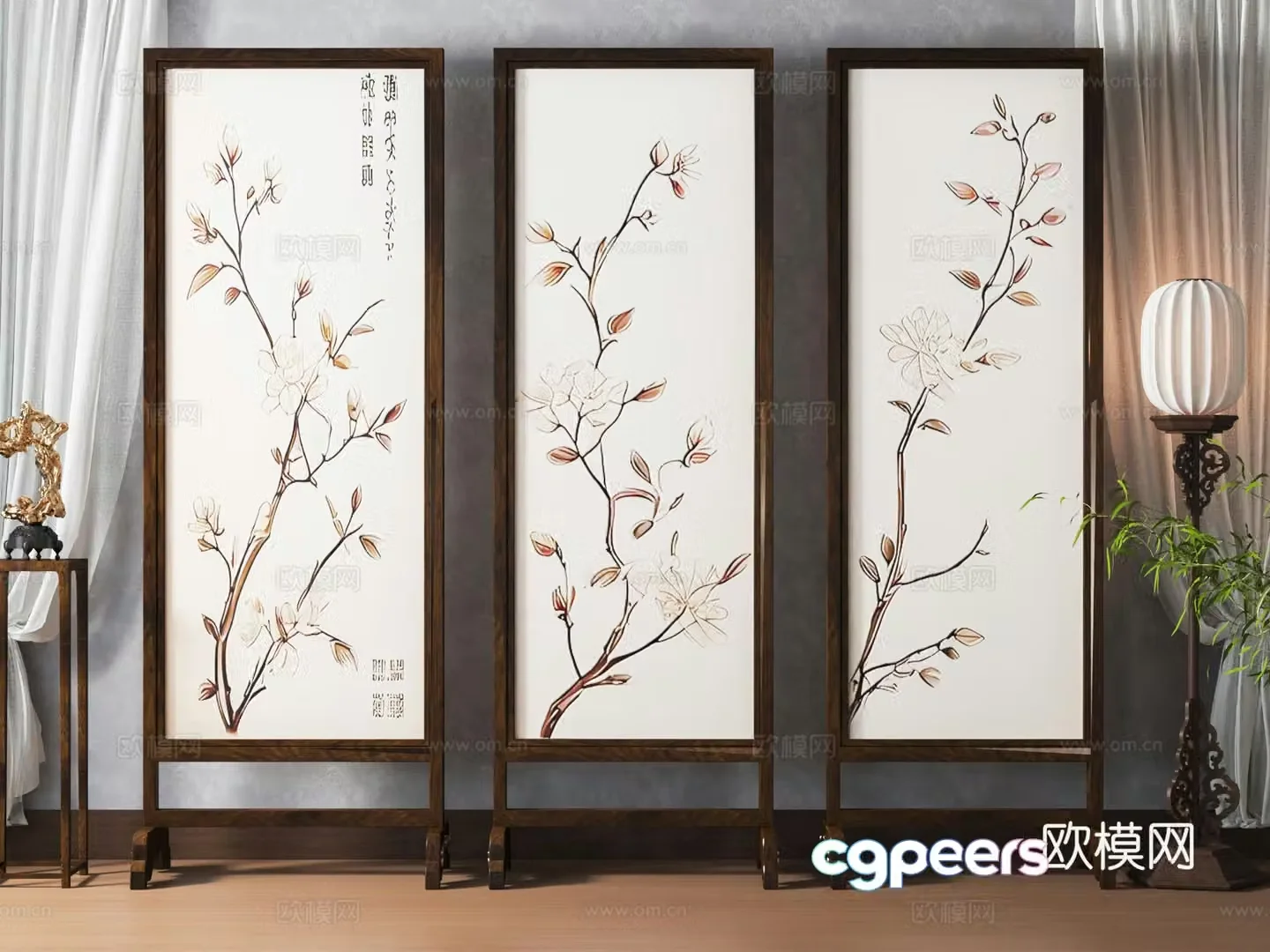 New Chinese-style screen partition 3D model