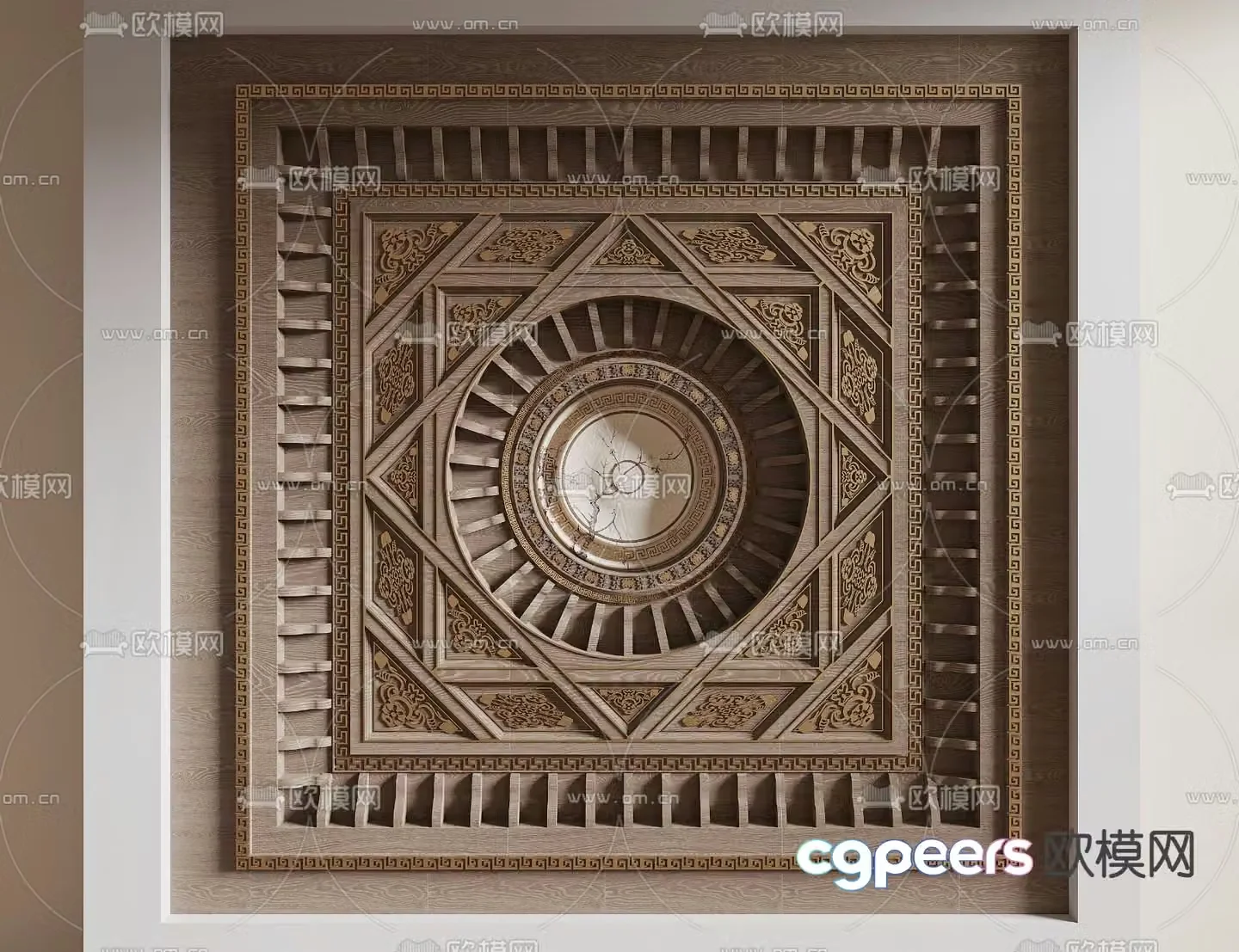 Relief ceiling carved ceiling 3d model ceiling