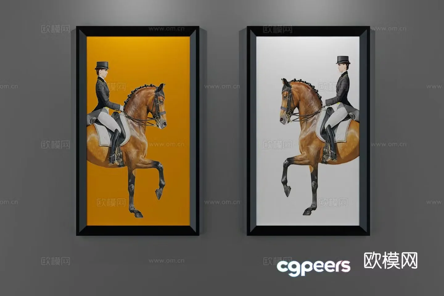 Horse riding hanging painting decorative painting 3d model
