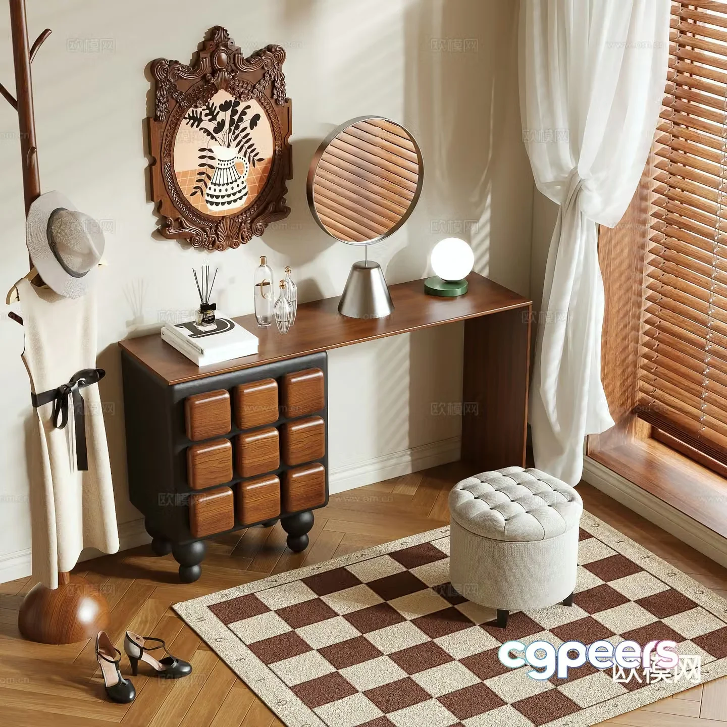 Medieval style dressing table 3d model