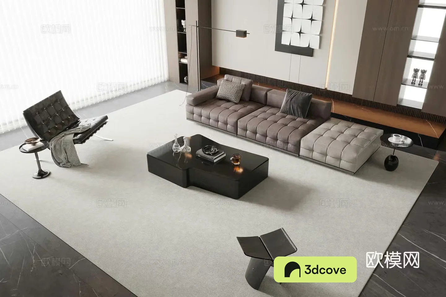 Modern minimalist living room sofa coffee table combination sofa background wall