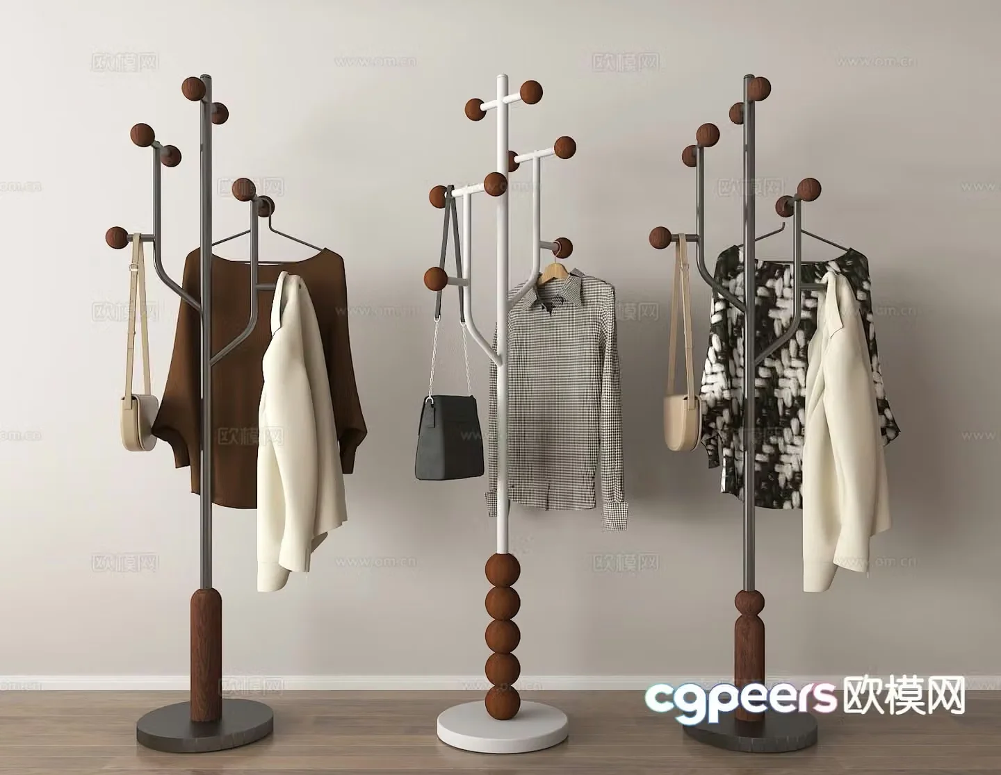 Clothes rack floor-standing clothes rack coat rack 3D model