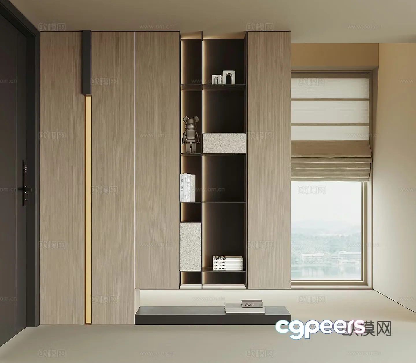 Modern home entrance shoe cabinet 3D model