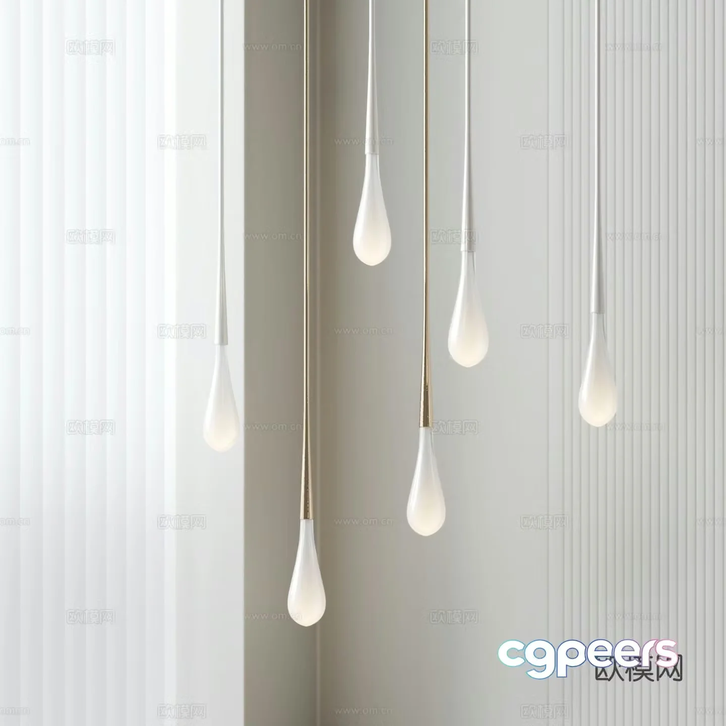 Cream style chandelier water drop chandelier 3d model
