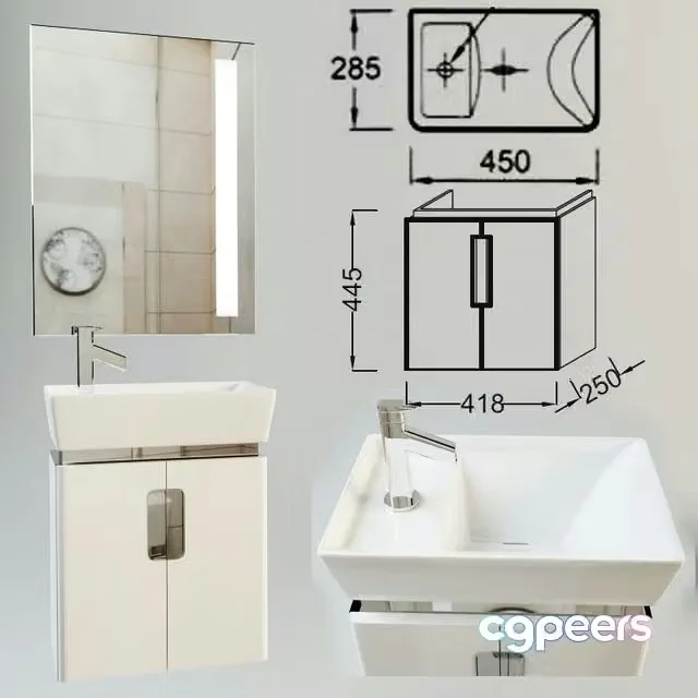 3ds Max Free – Jacob Delafon Reve 45 white 2 door