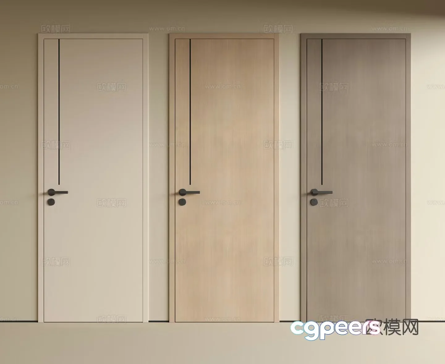 Modern single-opening wooden door 3d model