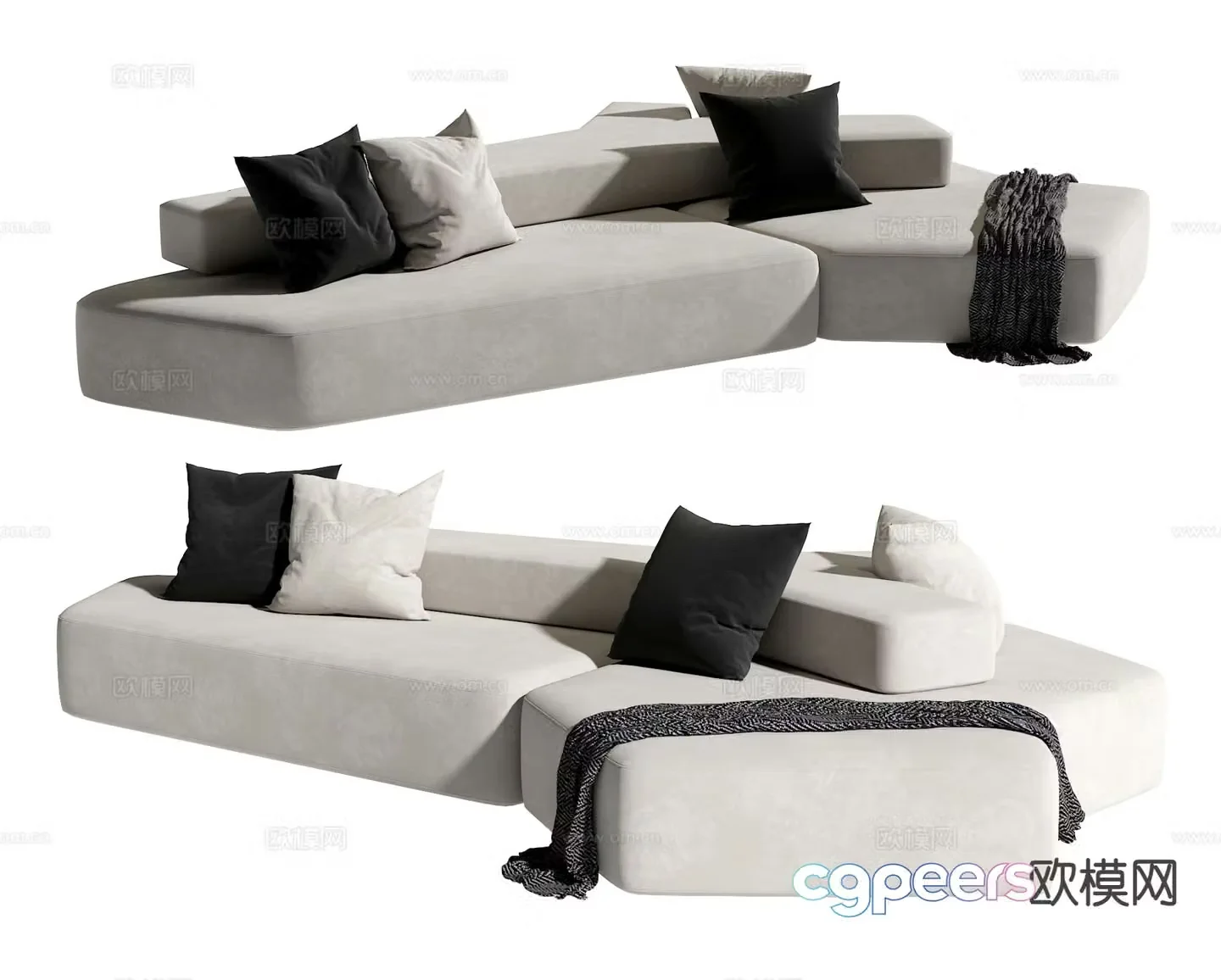 Curved sofa multi-person sofa 3d model