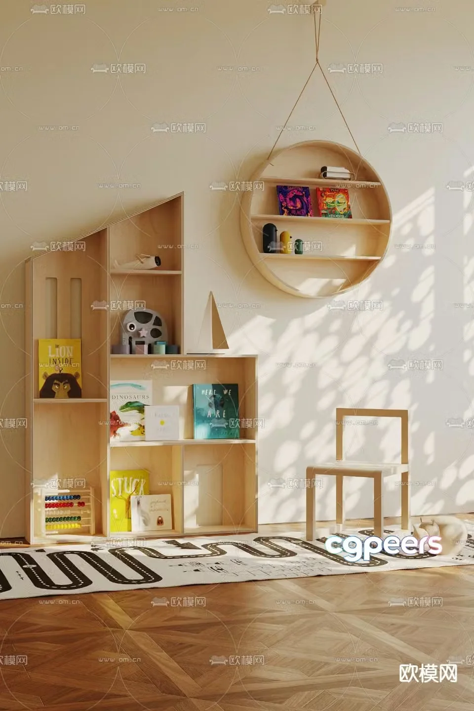Nordic children’s bookshelf 3d model