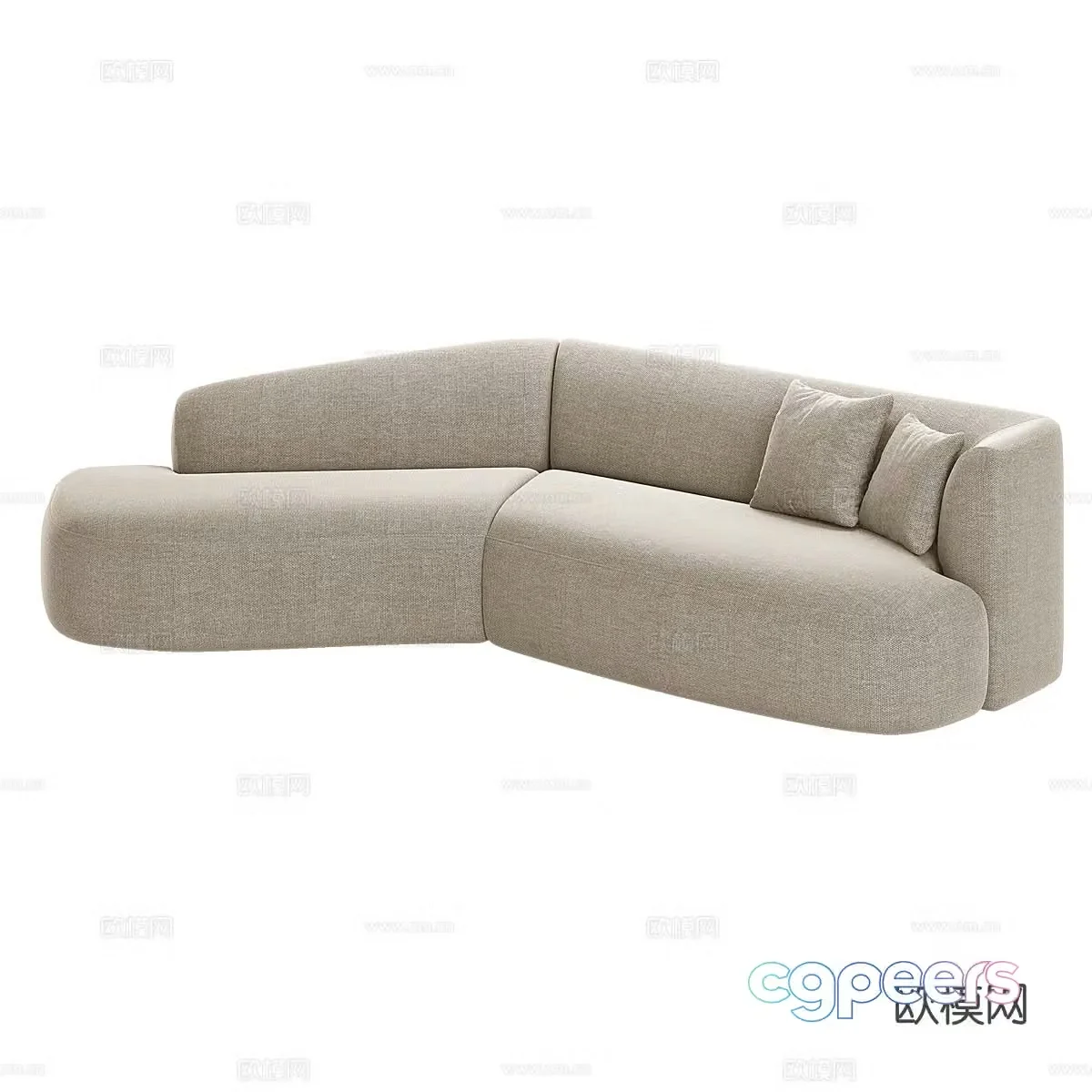 Modern simple double sofa double sofa simple double sofa living room sofa 3d model