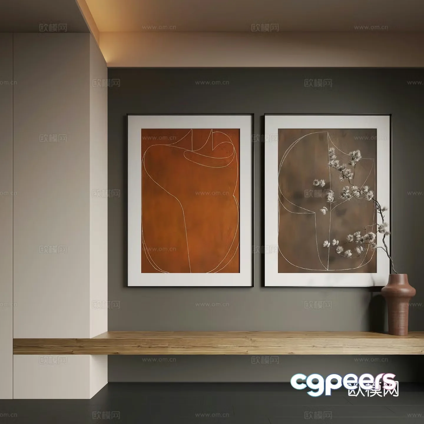Modern hanging painting Modern abstract hanging painting Modern combination painting 3d model