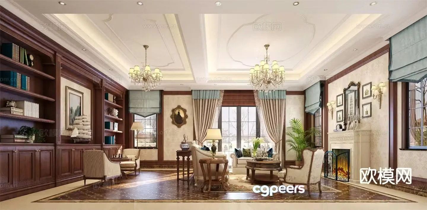 European style living room 3d model