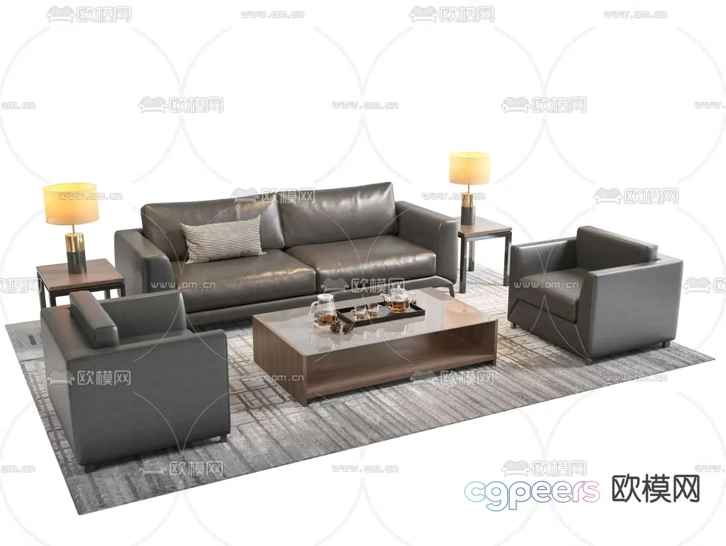 Sectional sofa office sofa leather sofa 3d model