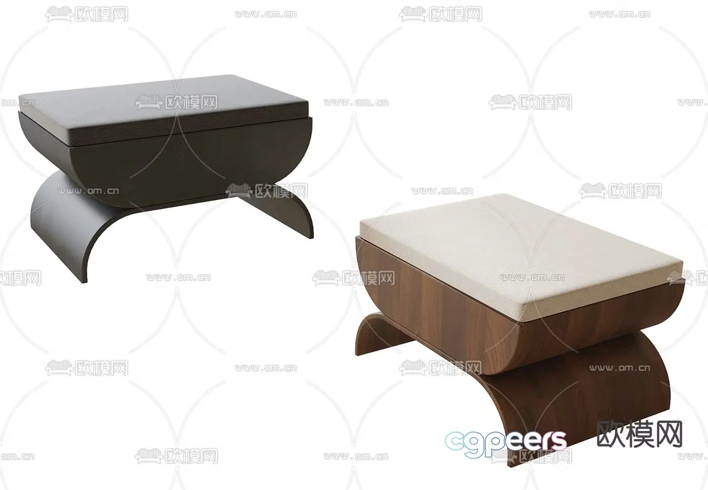 modern wooden stool square stool stool 3d model