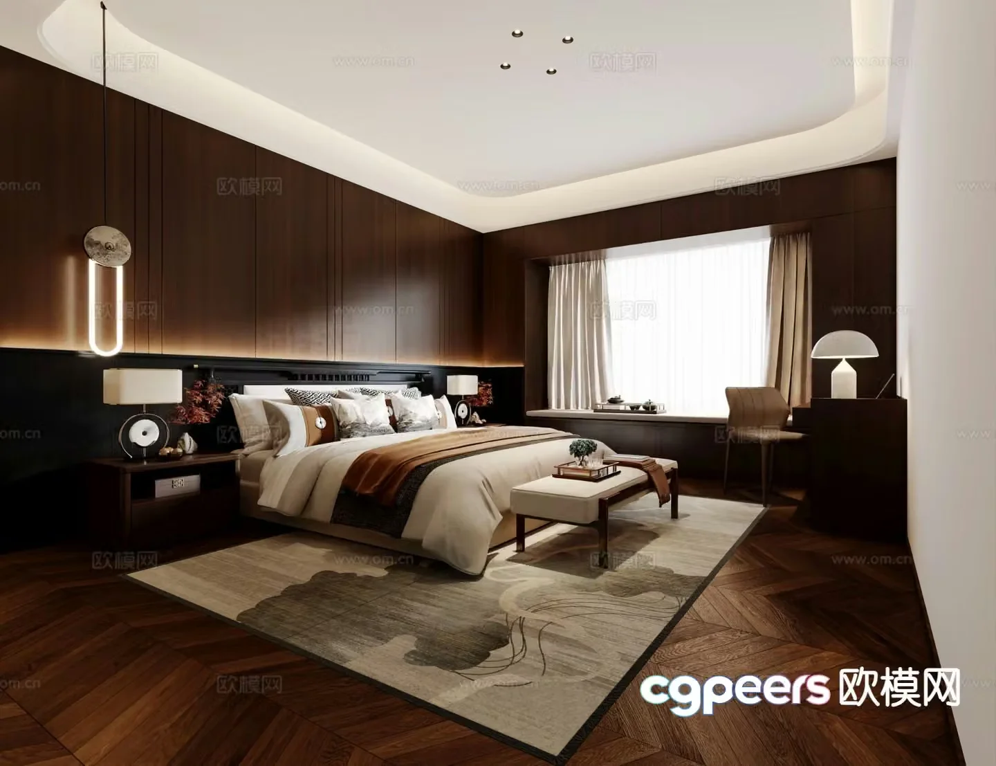 New Chinese style bedroom master bedroom 3d model