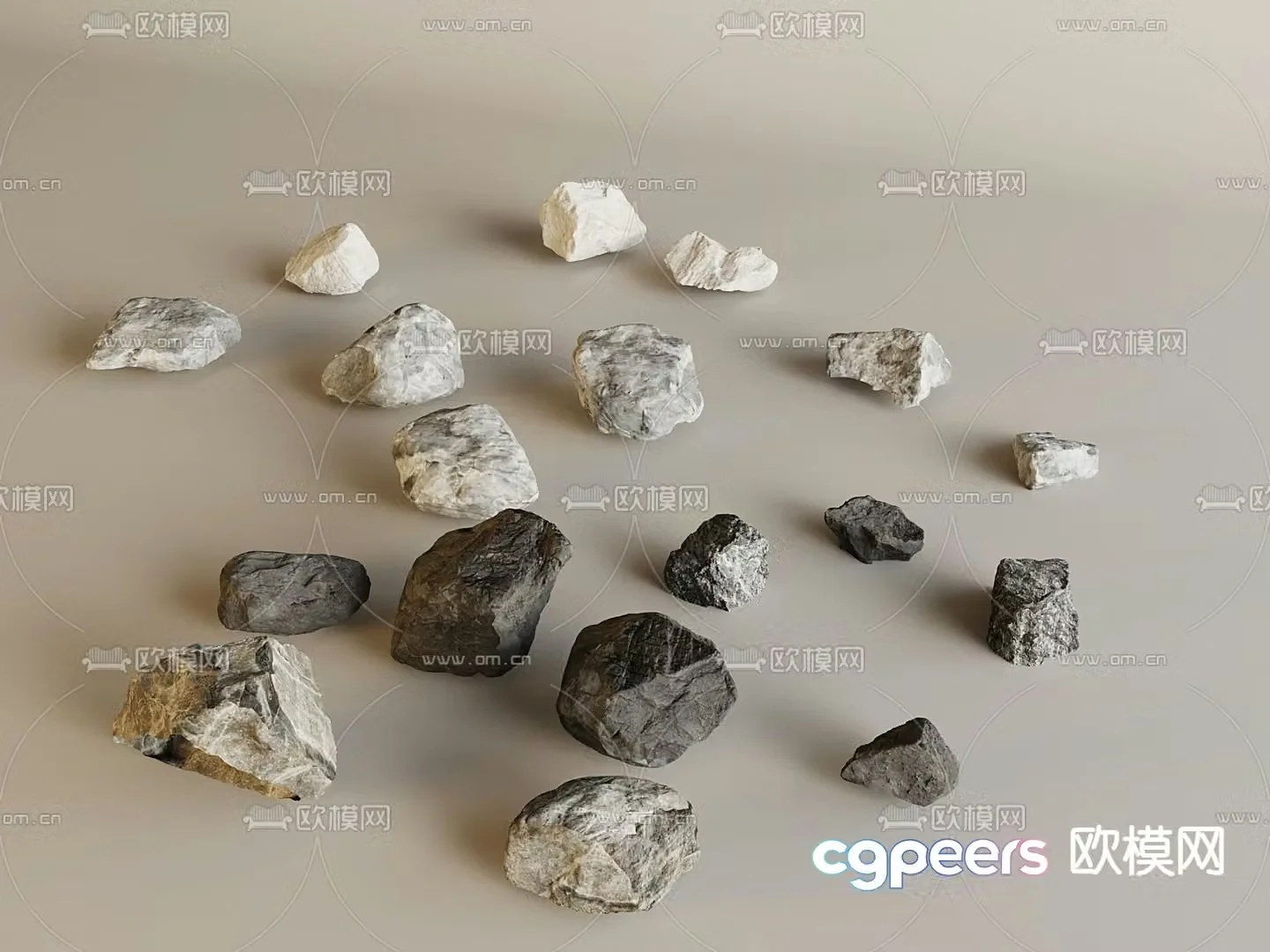 Courtyard landscape stone stones stone 3d model