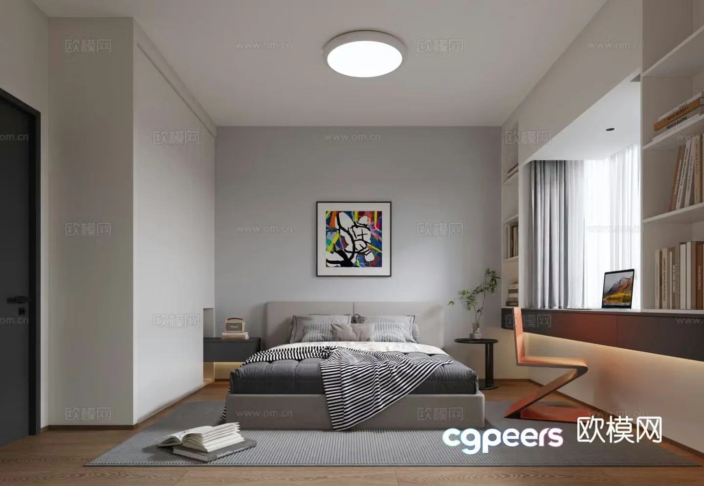 Modern bedroom second bedroom 3d model