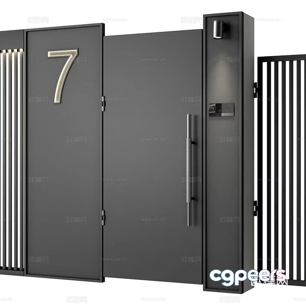 Modern courtyard gate entrance door 3d model