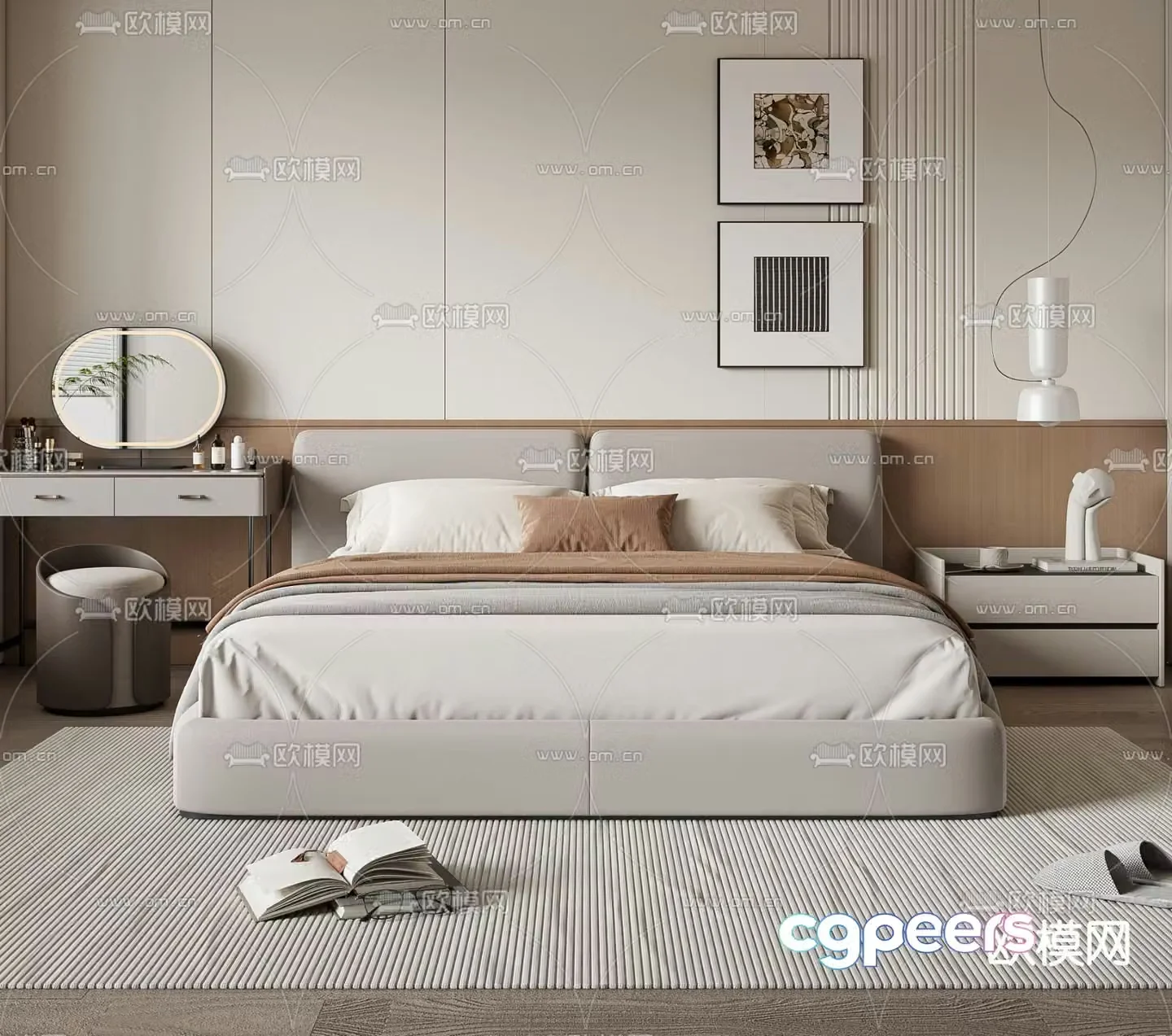 Modern double bed 3d model