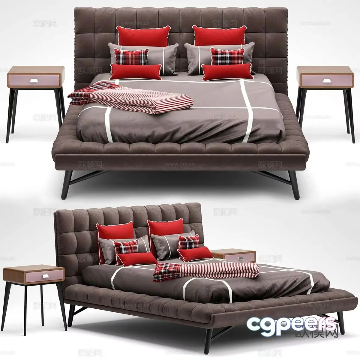 Modern double bed 3d model