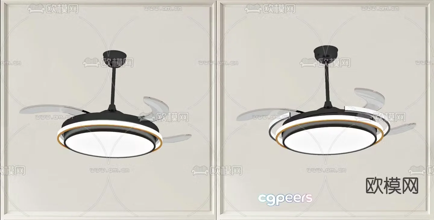 Simple fan lamp chandelier 3d model