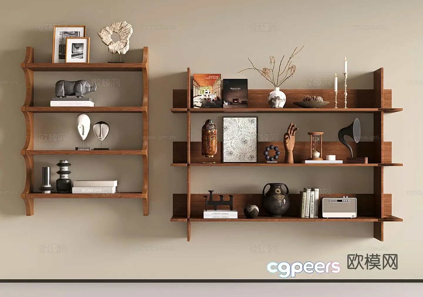 Middle-aged wall shelf wall decoration rack wall hanging bookshelf jewelry ornament 3D model