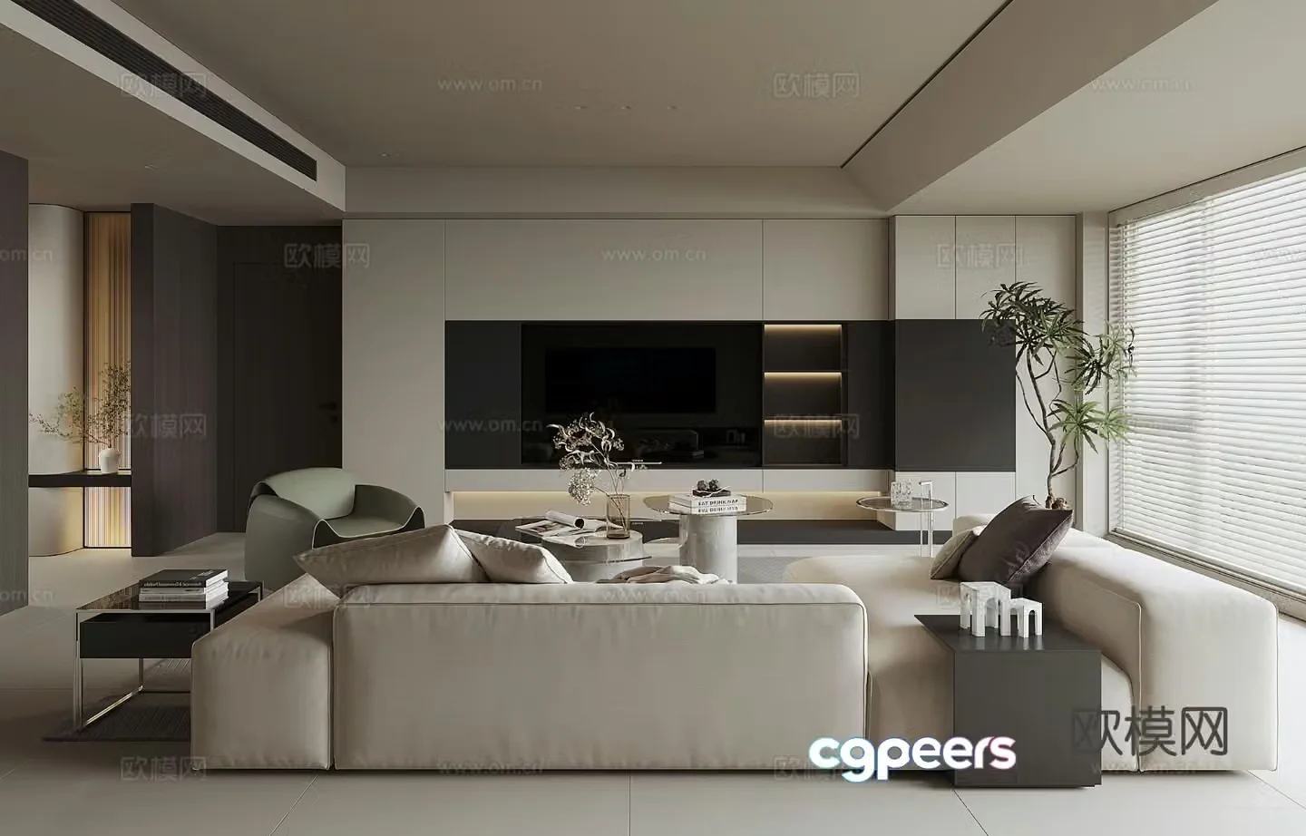 Modern home living room 3d model