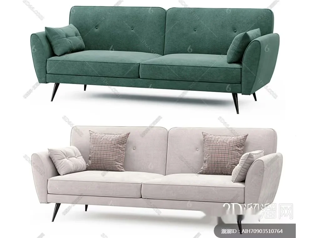 Mid-Century Modern Sofas 3D Model – 17008 – VRAY Render