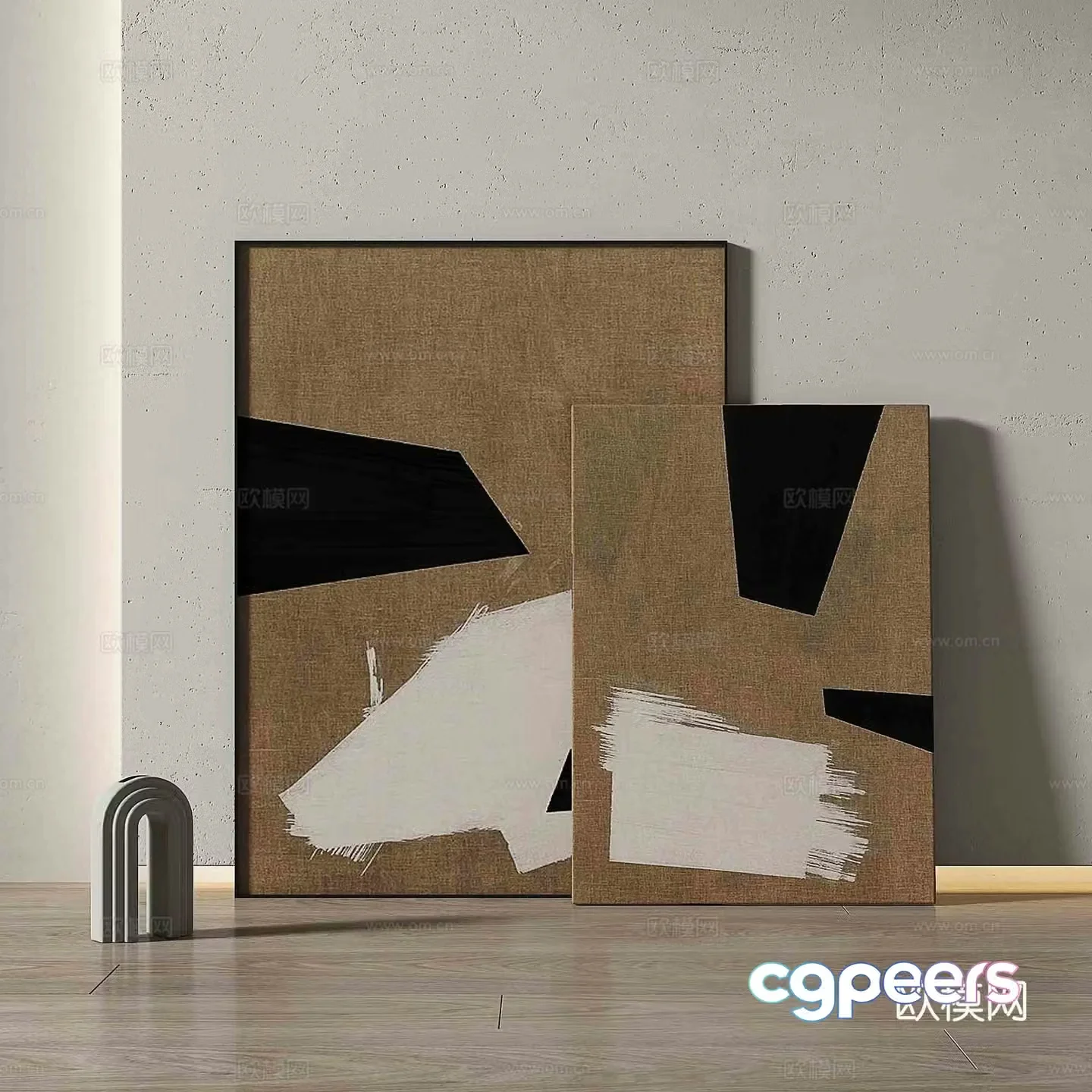 Modern texture painting decorative painting 3d model