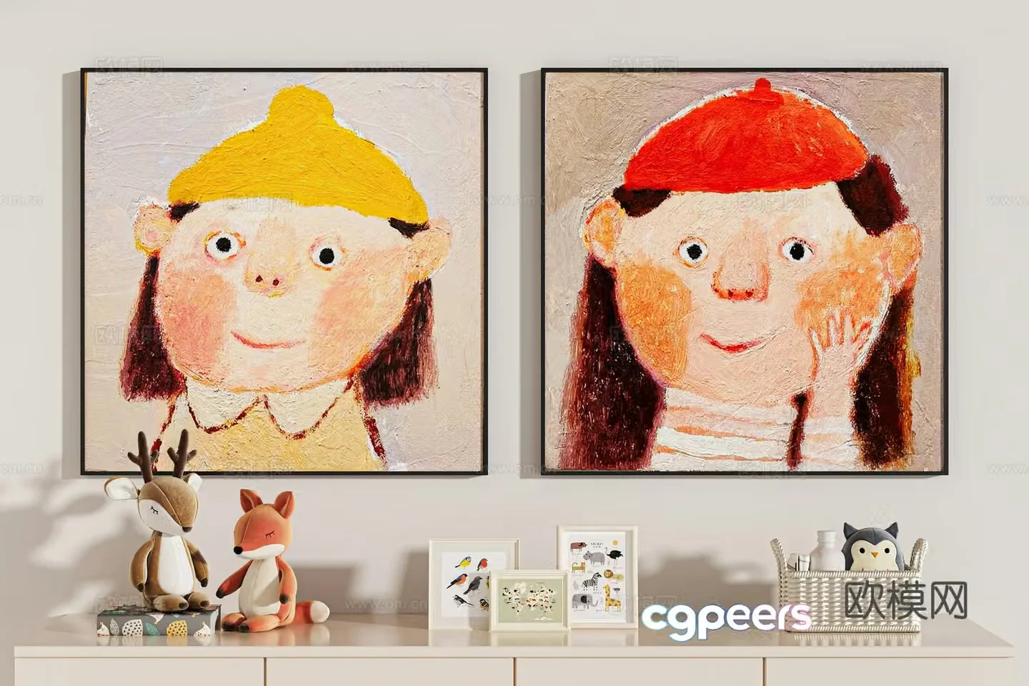 Children’s cartoon decorative painting 3d model