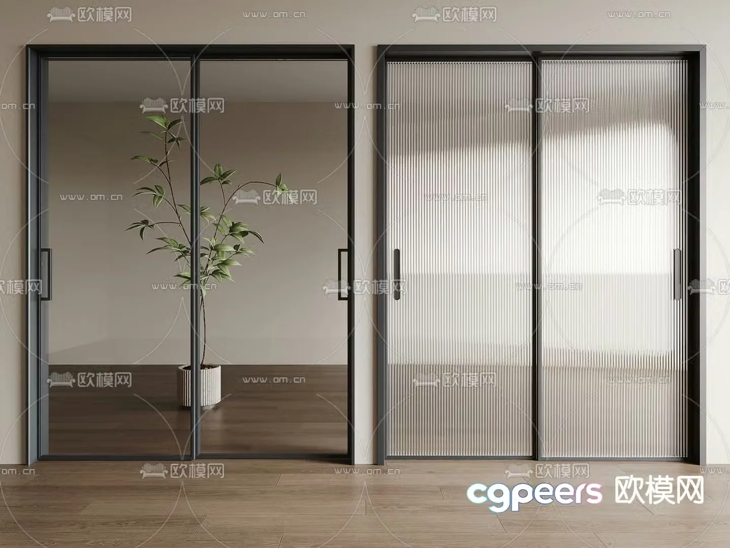 Changhong glass door kitchen and bathroom door 3d model