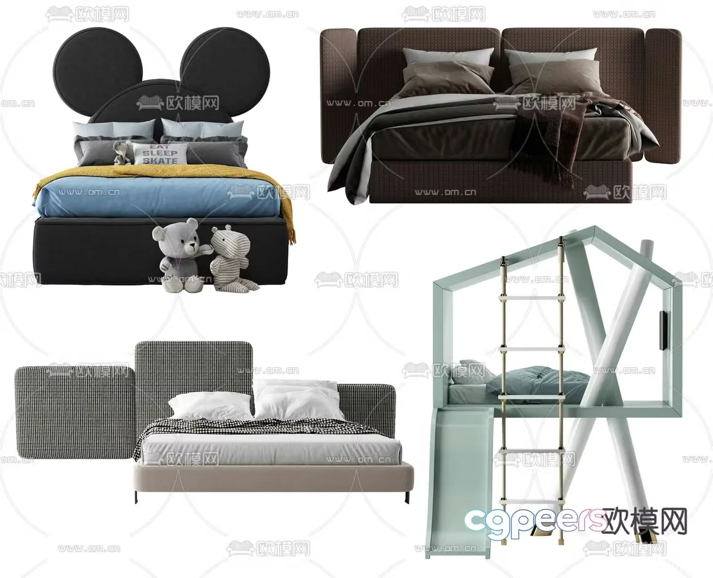 Cartoon children’s bed 3d model