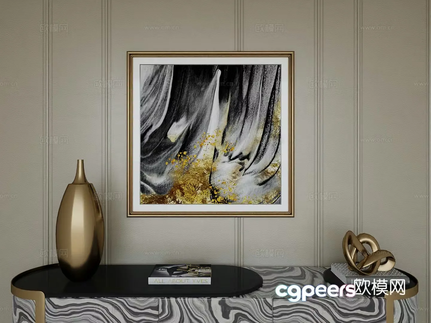 Italian light luxury high-end hanging painting 3D model