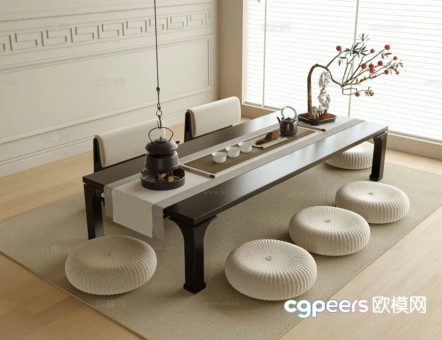 New Chinese Tatami Tea Table Tea Table 3D Model