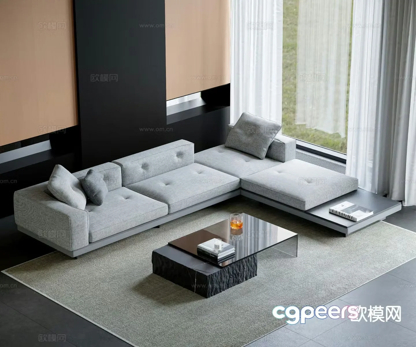 Italian sofa coffee table modular sofa 3d model