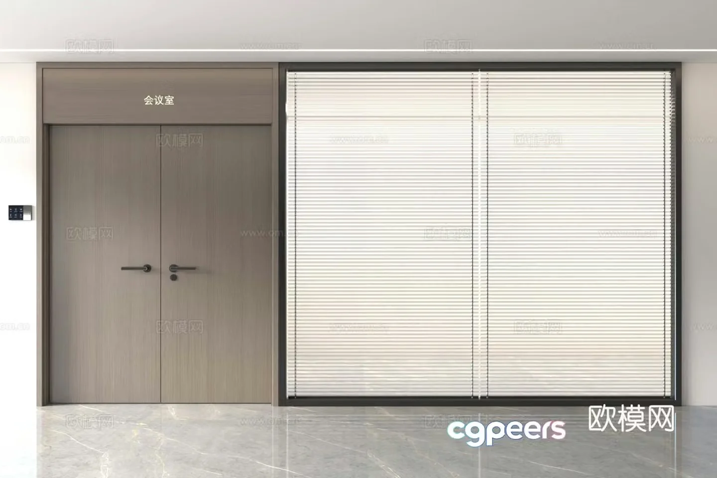 Office glass partition Office partition Glass partition partition door partition conference room double opening 3D model