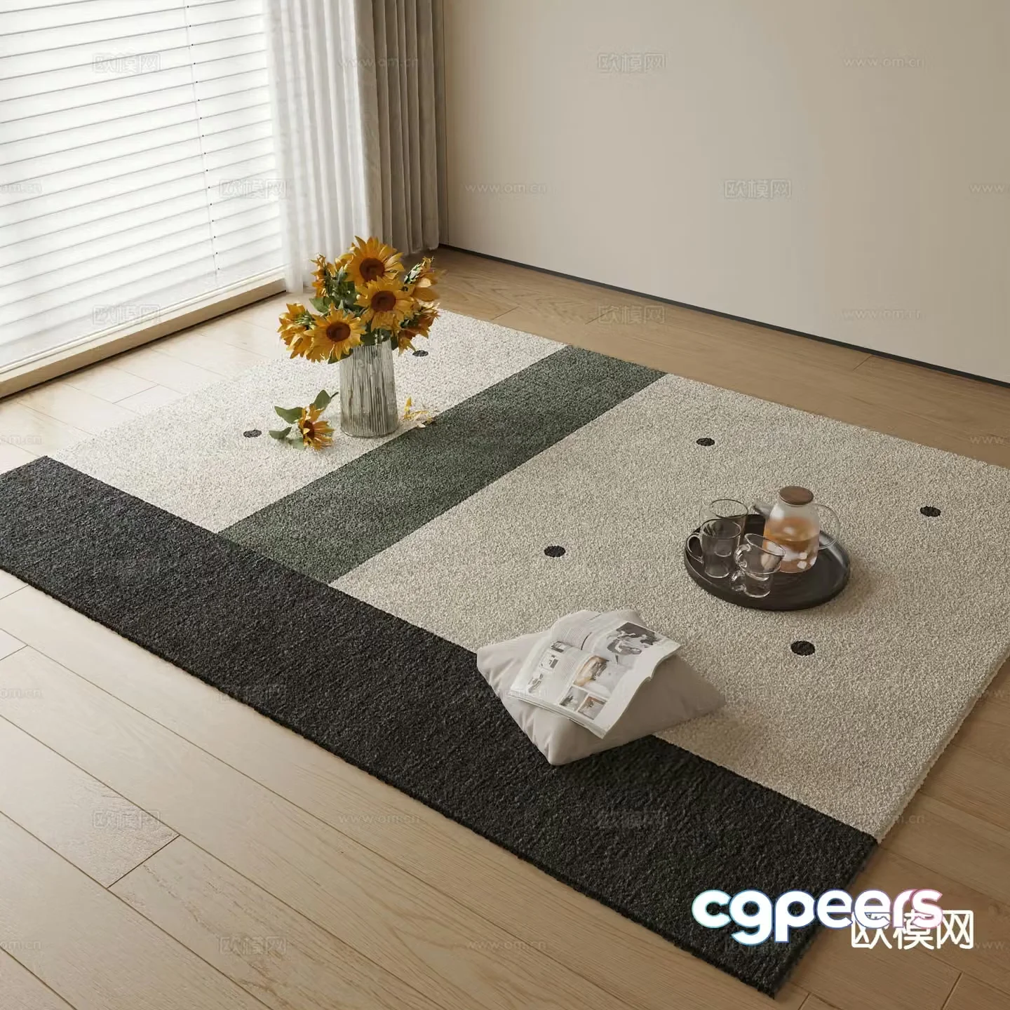Modern carpet square rug 3d model